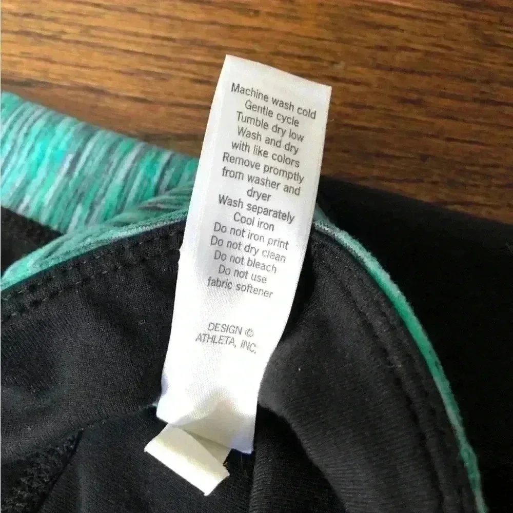 Athleta Women’s M Splits Revelation Capri Yoga Tight Black Green Pants - VGUC! - Picture 8 of 9